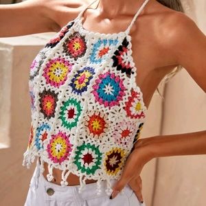 Crochet Geo Pattern Cover Up Top